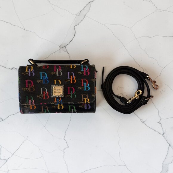 Dooney & Bourke Handbags - Dooney & Bourke DB 1975 Multicolor Monogram Wallet on Chain | Black